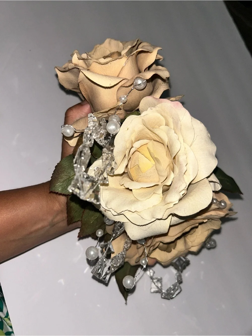Day Of The Death Floral Rose Headband in Cream and Beige